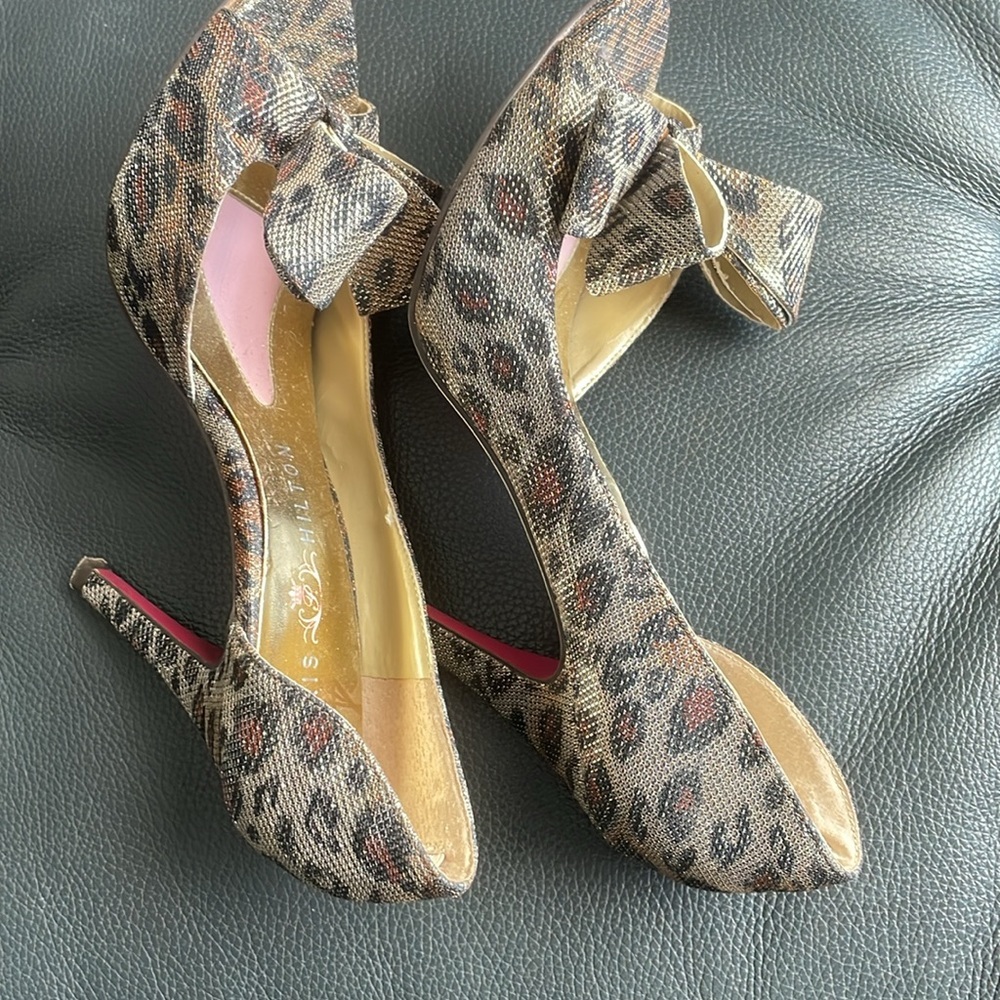 Paris Hilton Heels Size 8M Animal Print Metallic Shimmer - Picture 6 of 11